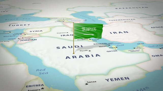 Saudi Arabia Map Flag 4K Loop