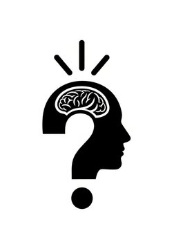 Human Head Silhouette with Question Mark and Brain Icon Representing Critical Thinking and Problem Solving