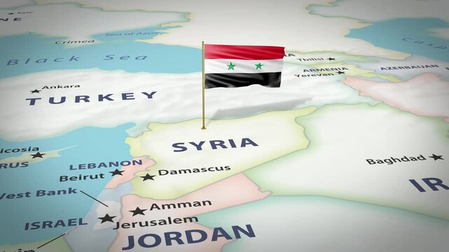Syria Map Flag 4K Loop