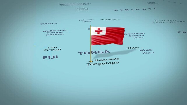 Tonga Map Flag 4K Loop