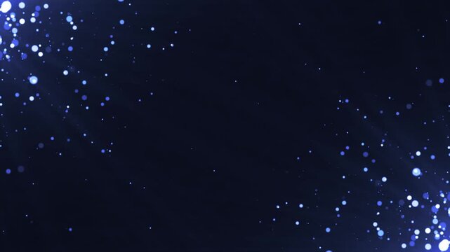 Blue magical glitter particles in the background, bright blue particles coming out from the corner of the floor, star dust. glitter particles flying speed, optical flare light speed. 4K video