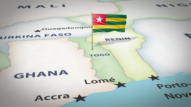 Togo Map Flag 4K Loop