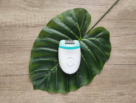 Electric epilator for hair removal and skin care. Device for female hygiene, beauty, depilation and everyday home grooming routine.