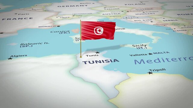 Tunisia Map Flag 4K Loop