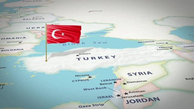 Turkey Map Flag 4K Loop
