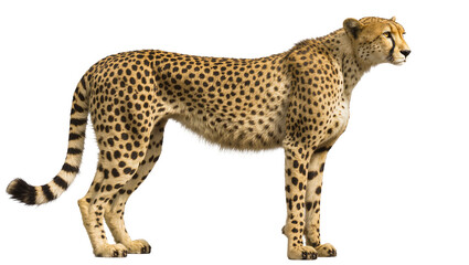 Full body cheetah with spotted fur, isolated on transparent background © Viktor