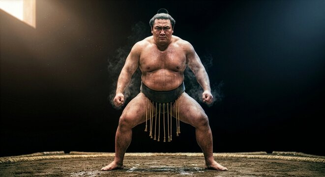 Sumo Wrestler in Traditional Dohyo &ndash; Strength, Discipline, and Japanese Martial Art