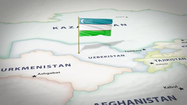 Uzbekistan Map Flag 4K Loop