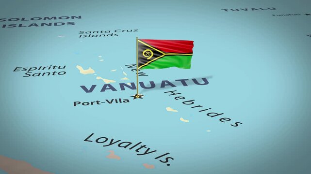 Vanuatu Map Flag 4K Loop