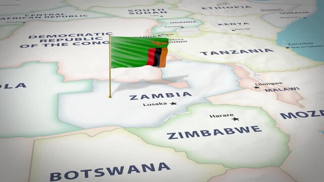 Zambia Map Flag 4K Loop