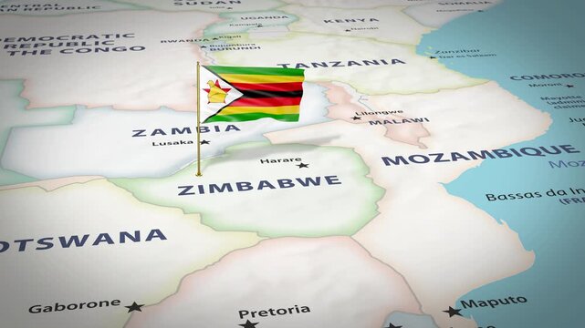 Zimbabwe Map Flag 4K Loop