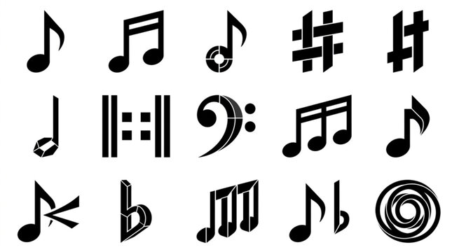 Collection of Musical Notes and Symbols for Music Education.