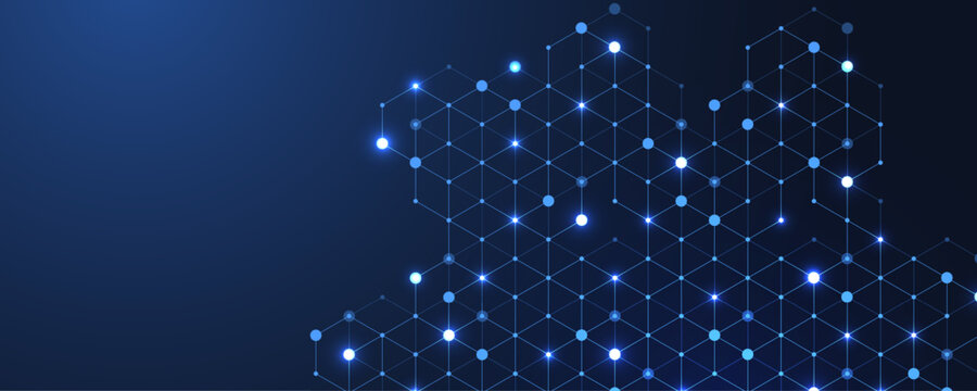 Abstract digital blockchain cube blocks concept. 3D big data cubes quantum computer technology idea. Artificial intelligence data core cubes design element
