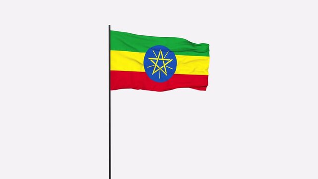 Ethiopia Flag Animation 4K Transparent Background with Alpha Channel