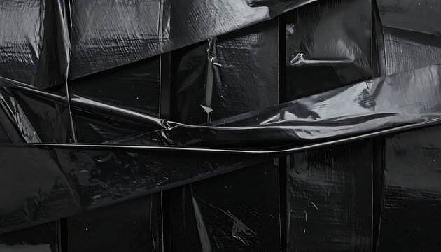 Abstract dark metallic surface with sharp geometric angles, layered reflective texture, industrial aesthetic for modern backgrounds