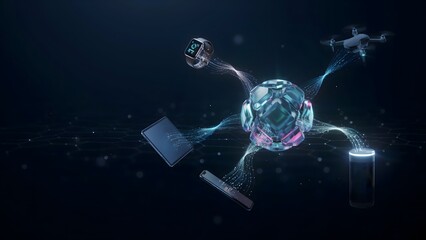 Fototapeta premium High-Tech Connectivity Concept with Digital Devices and Network Elements