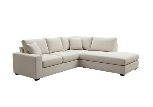 Modern L shaped beige sectional sofa.
