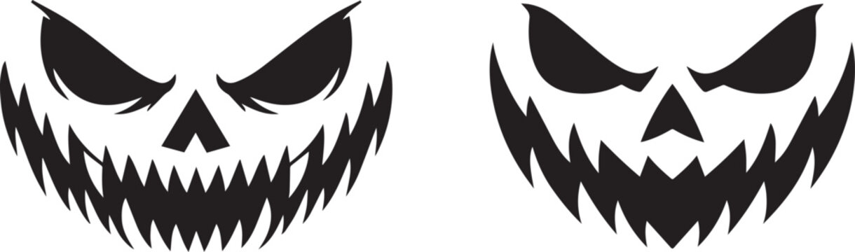 Black jack o lantern carved with scary grin face Vector
