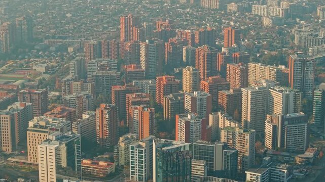 Santiago de Chile Aerial Dolly In High Rise Apartment Complexes and Office Buildings in Las Condes District