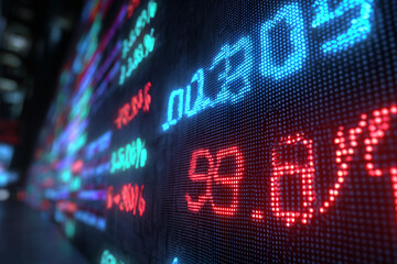 Fototapeta premium Digital stock screen display financial and trading information generated.AI