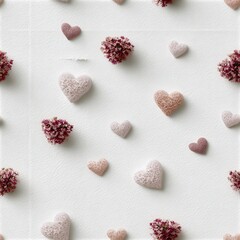 Fototapeta premium Textured heart shapes on a soft neutral background, romantic decor concept, love symbolism, elegant Valentine's inspiration. SEAMLESS PATTERN