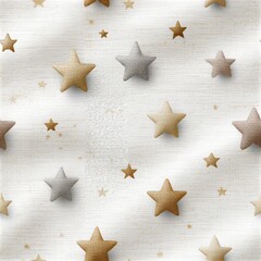 Fototapeta premium Neutral wooden star pattern on a soft background, festive decorative theme, cozy holiday design, minimalist ornament style. SEAMLESS PATTERN
