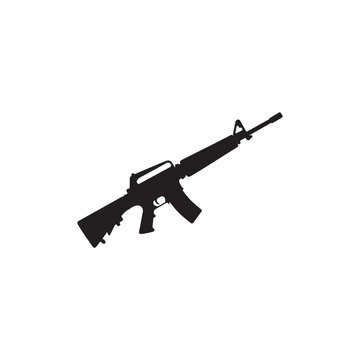 M16 rifle silhouette vector on white background.