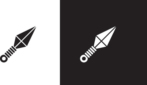 Set of three kunai throwing daggers used for stealth and martial arts with throwing, illustration