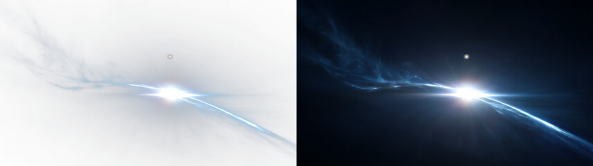Blue comet light effect with glowing space trail isolated on transparent background PNG © Антон Миргородський