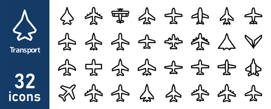 Aircraft Outlines and Flight Icon Set