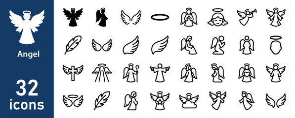 Fototapeta premium Angel figures and spiritual symbol icons