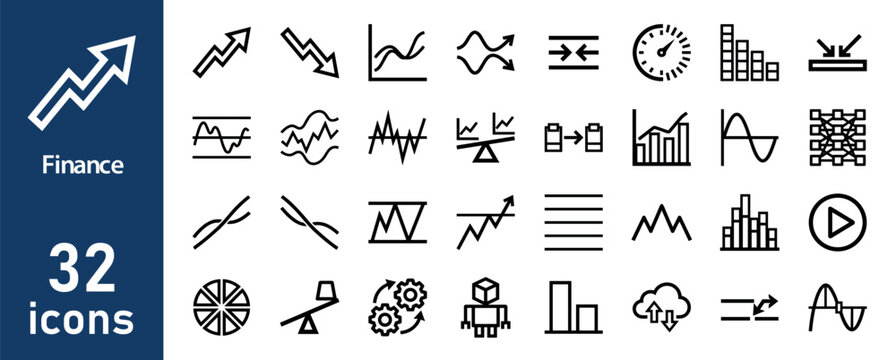 Finance Analytics and Chart Icon Set