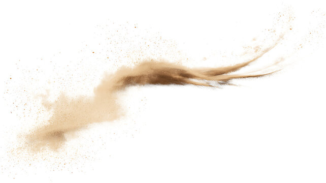 Flying sand splash with golden particles and dynamic motion