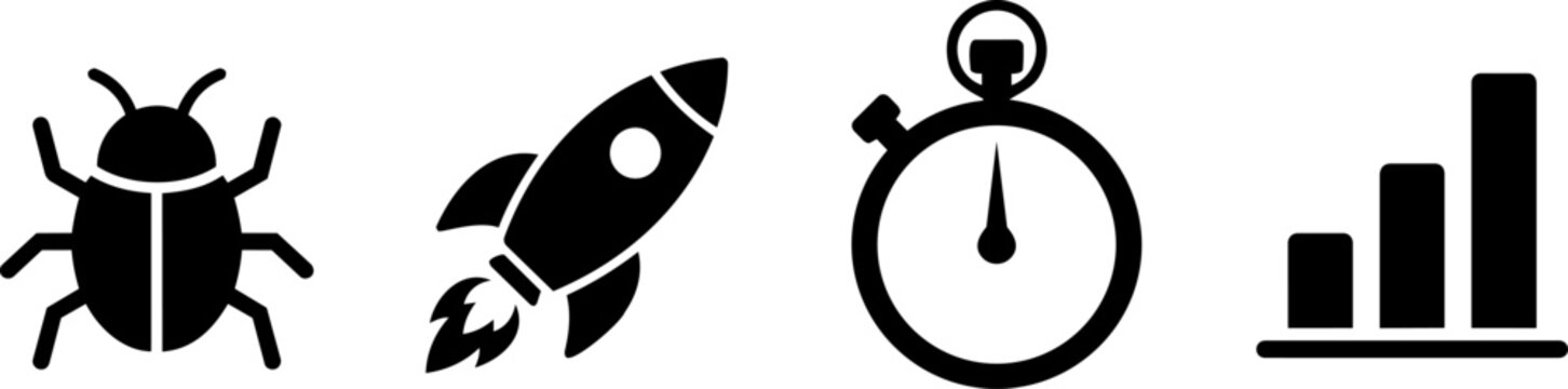 Technology and business process outline icon set
