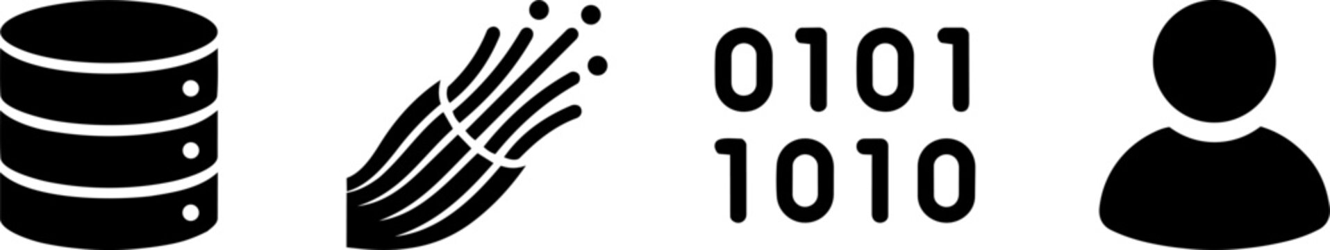 Digital technology and user line icon set