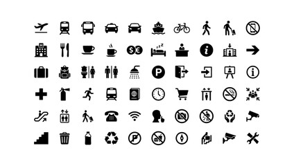 Travel and Tourism Map Icons Set for Airport and Hotel © DrASMShaker