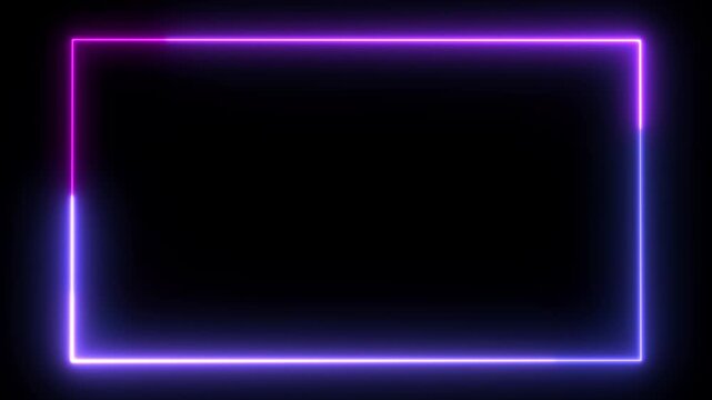 Abstract neon frame video overlay seamless vaporwave motion background, loop for video creators aesthetic rectangular moving light border effects high quality editing overlay. 4K background animation