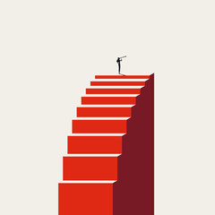 Naklejka premium Business career growth vector concept. Symbol of future corporate vision, leadership strategy, professional success planning. Minimal design eps10 illustration.