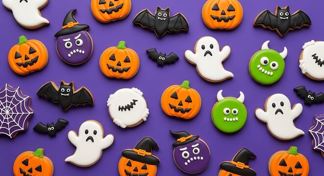 Assorted halloween decorated cookies festive seasonal treats