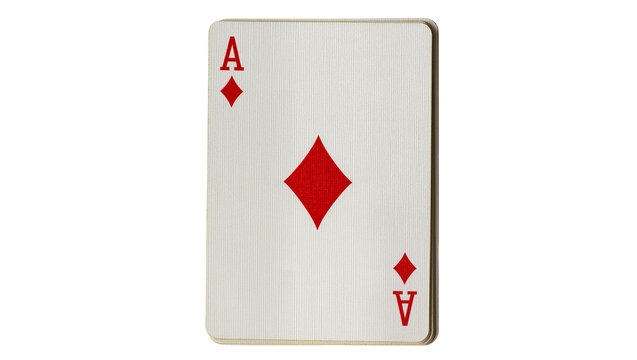 Ace of diamonds playing card with red symbols, isolated on transparent background