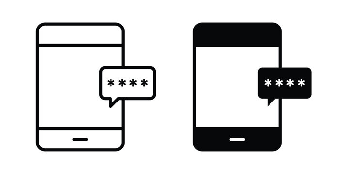 Otp sms password icon vector illustration bundle