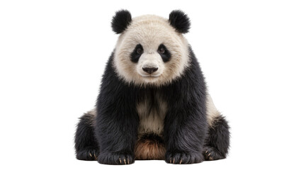 Fluffy giant panda bear sitting, isolated on transparent background © Maria