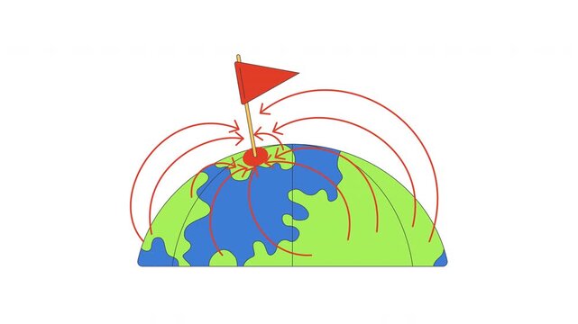 Gross national income 2D animation. International earnings. Global financial flows converging toward central economy. GNI animated cartoon flat concept metaphor 4K video on transparent background