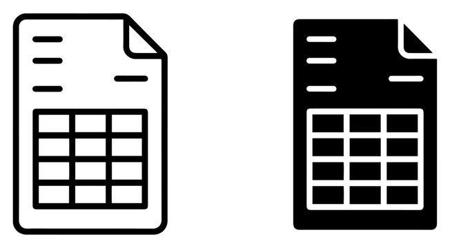 spreadsheet icon outline vector