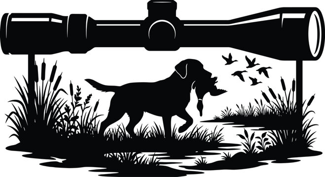 Duck Hunting Scene Inside Shotgun Shell Silhouette Vector Illustration