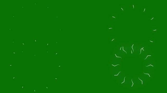 Circle pop up loop fireworks, Glow, celebrate, explosion, ellipse bursting on green background, Luminous circle burst firework explosion animation featuring neon glow lines, loop in 4K resolution.