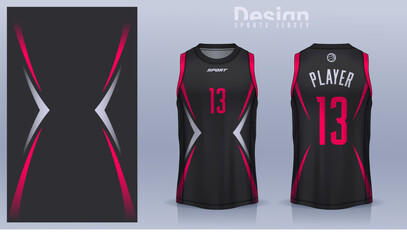 Naklejka premium Basketball tank top design template, Sport jersey mockup. uniform front and back view.