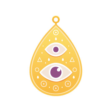 Golden Evil Eye Amulet Vector Illustration