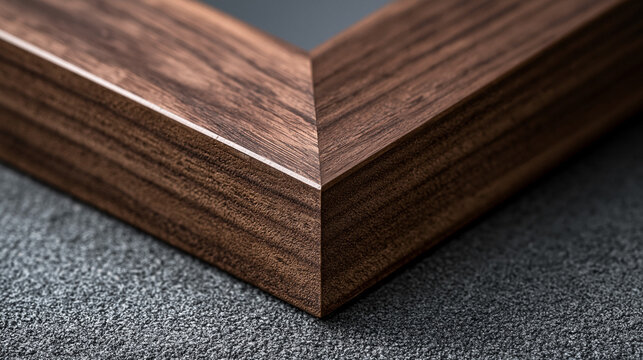 mitered. Close-up of a handmade wooden picture frame with precise mitered corners. lifestyle magazines, social media lookbooks, designed for influencer and brand collaborations, inspires lifestyle.