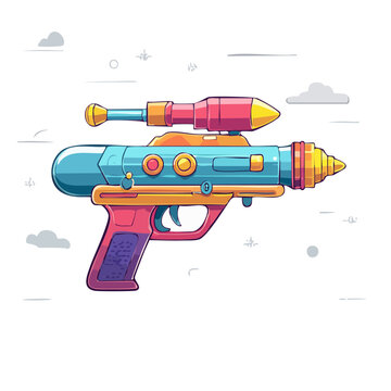 Colorful sci-fi ray gun vector illustration